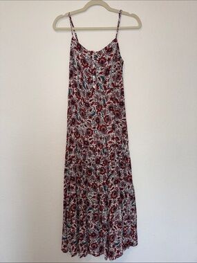Red Floral Spaghetti-Strap Maxi Dress